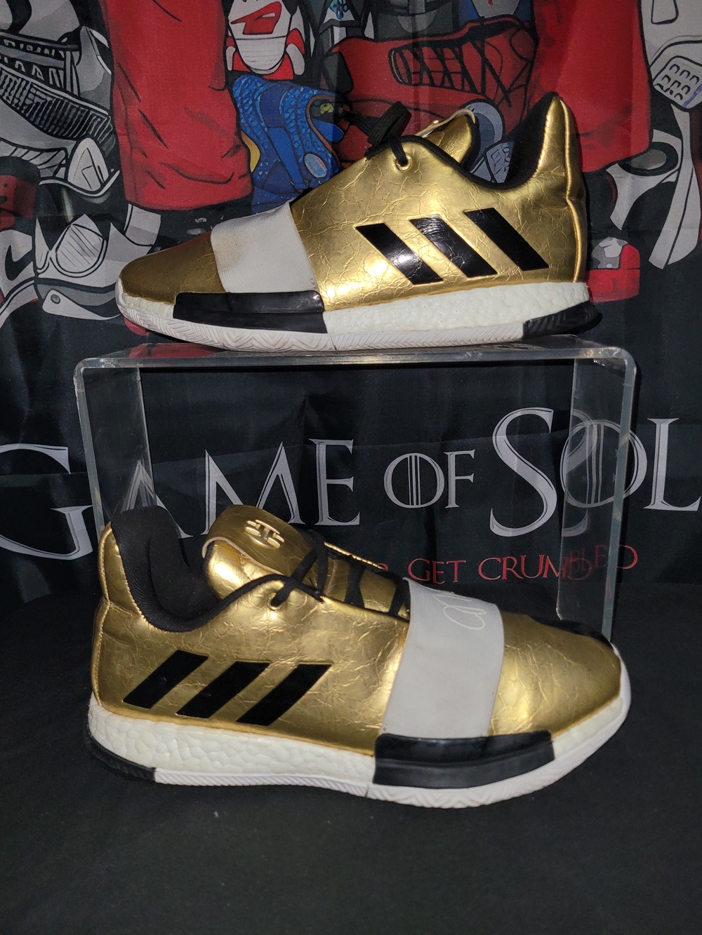 Adidas Harden Vol 3 Gold and Black Low-Top Strap Sneakers "Imma Star"